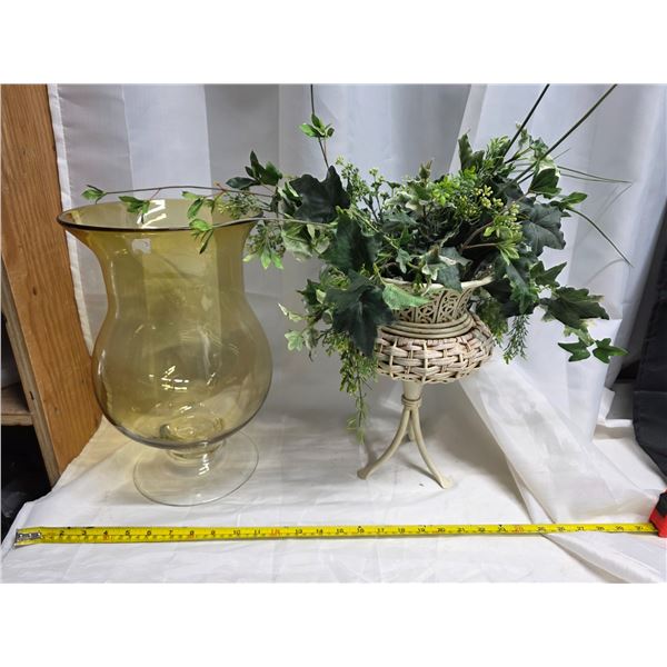 Large vase and fake plant with base