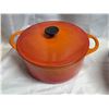 Image 4 : Orange crock pot made in france- cast iron and enamel bowl