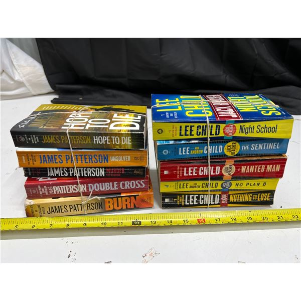 Assortment of Books (Author Lee Child and James Peterson)
