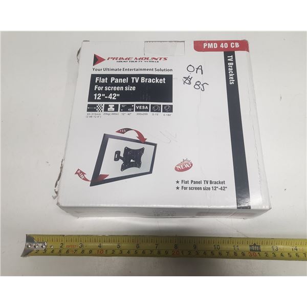 Prime Mounts - Flat Panel TV Bracket for Screen Size 12"-42" (Sealed Pack New In Box)