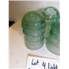 Image 2 : 347.  4- LIGHT GREEN GLASS INSULATORS