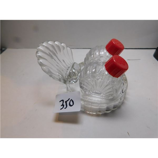 350.  RED TOPPPED SALT AND PEPPER ON A TRAY