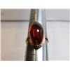 Image 1 : 352.  RUSSIAN 14K RED GOLD RING WITH BALTIC AMBER, SIGNED R2K STAR 583, 4.7G WEIGHT