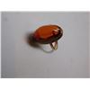 Image 5 : 352.  RUSSIAN 14K RED GOLD RING WITH BALTIC AMBER, SIGNED R2K STAR 583, 4.7G WEIGHT