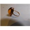 Image 6 : 352.  RUSSIAN 14K RED GOLD RING WITH BALTIC AMBER, SIGNED R2K STAR 583, 4.7G WEIGHT