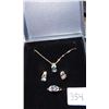 Image 1 : 354.  MYSTIC TOPAZ EARINGS, RING SIZE 9 3/4, AND NECKLACE LONG CHAIN, 10K GOLD, 7.5G