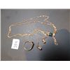 Image 4 : 354.  MYSTIC TOPAZ EARINGS, RING SIZE 9 3/4, AND NECKLACE LONG CHAIN, 10K GOLD, 7.5G
