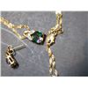 Image 9 : 354.  MYSTIC TOPAZ EARINGS, RING SIZE 9 3/4, AND NECKLACE LONG CHAIN, 10K GOLD, 7.5G