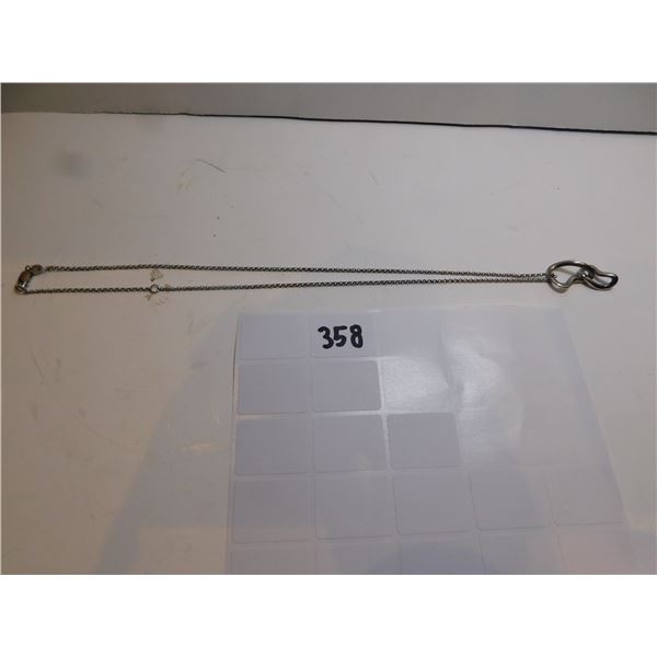 358.  STERLING DOUBLE HEART PENDANT NECKLACE BY WHITE ICE, 19” CHAIN