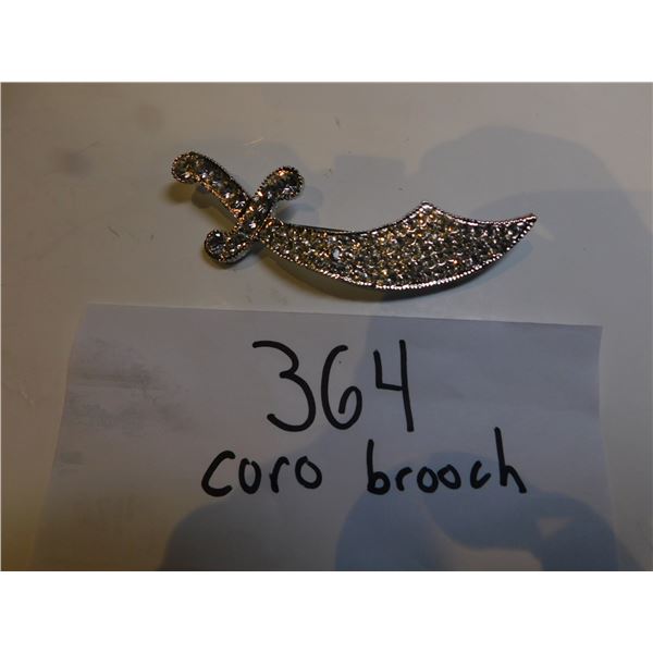 364.  CORO  RHINESTONE SCIMITER BROOCH, VINTAGE