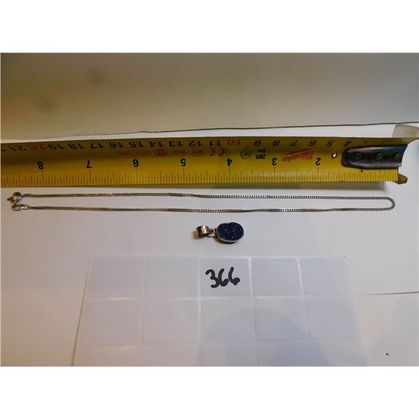 366.  STERLING SILVER 17” NECKLACE AND PENDANT