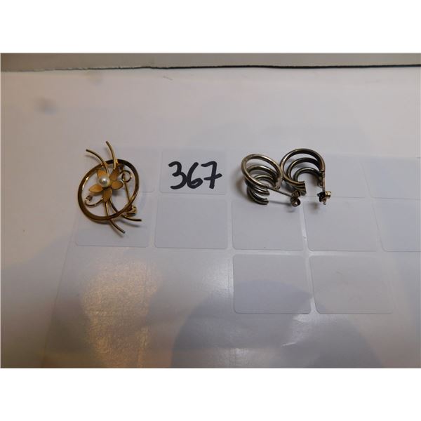 367.  STERLING EARINGS AND BOND BOYD STERLING PENDANT WITH PEARL