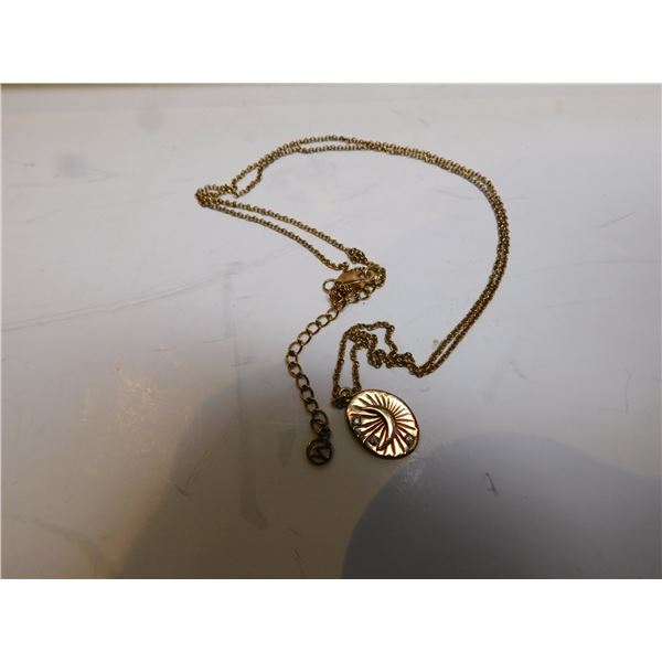 372.  SUN/MOON/STAR STERLING SILVER NECKLACE, GOLD TONE