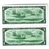 Image 2 : 375.  2 CONSECUTIVE SERIAL NUMBER, 1954, ONE DOLLAR NOTES, UNCIRCULATED