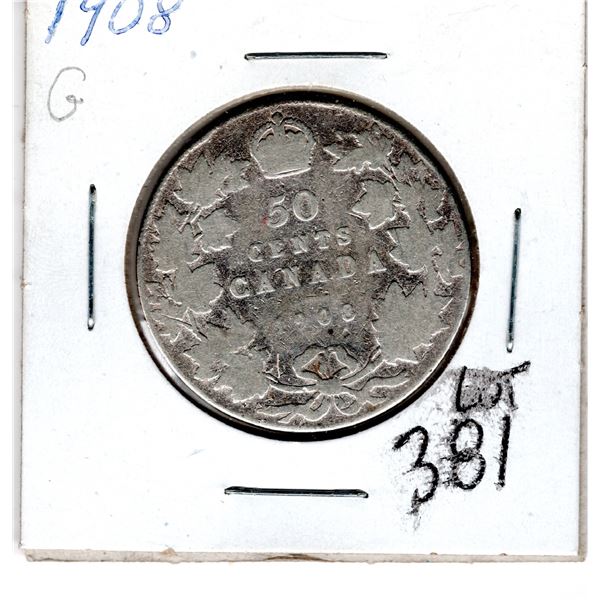 381.  1908 50 CENT PIECE, EDWARD VII