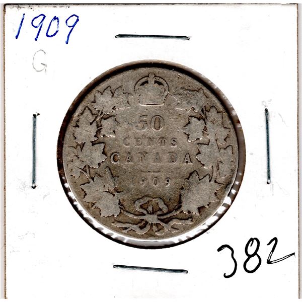 382.  1909 50 CENT PIECE, EDWARD VII