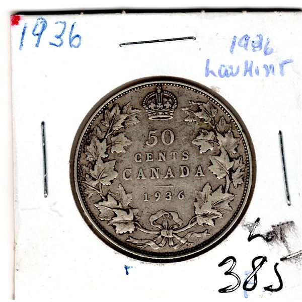 385.  1936 SCARCE LOW MINTAGE FIFTY CENT PIECE, GRADES FINE