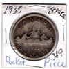 Image 2 : 387.  1935 SCARCE SILVER DOLLAR POCKET PIECE, WELL WORN