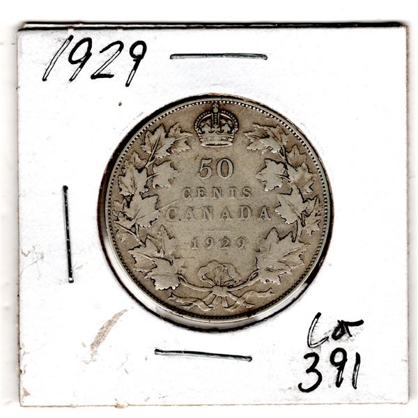 391.  1929 FIFTY CENT PIECE