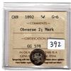 Image 2 : 392.  ICCS 1892 FIVE CENT OBVERSE 2 MARK G-6
