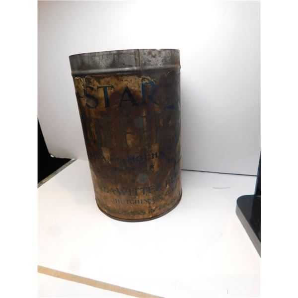 404.  STAR COFFEE TIN, PAPER LABEL, NO LID