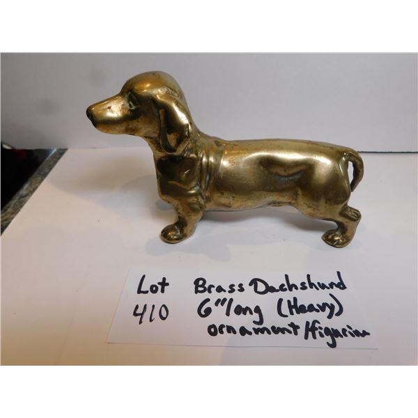 410.  BRASS DASCHUND 6” HEAVY ORNAMENT/FIGURINE