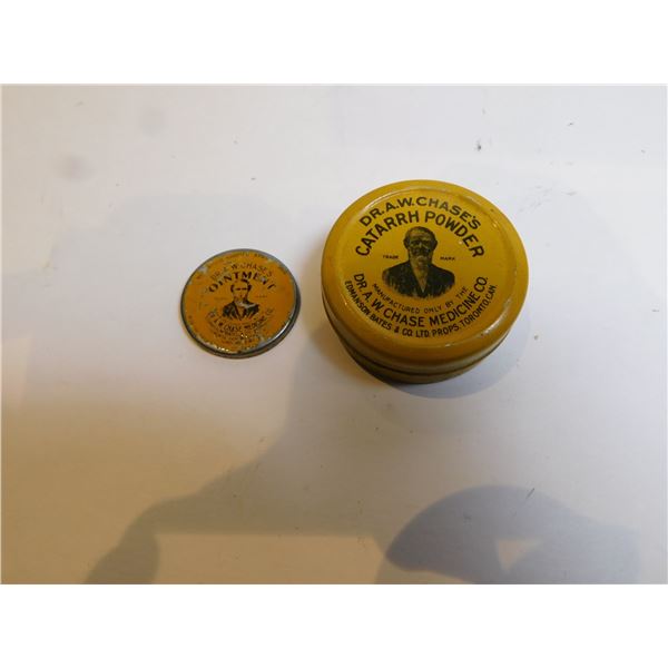 420.  DR. CHASES CATARRH POWDER TIN WITH LID AND OINTMENT LID