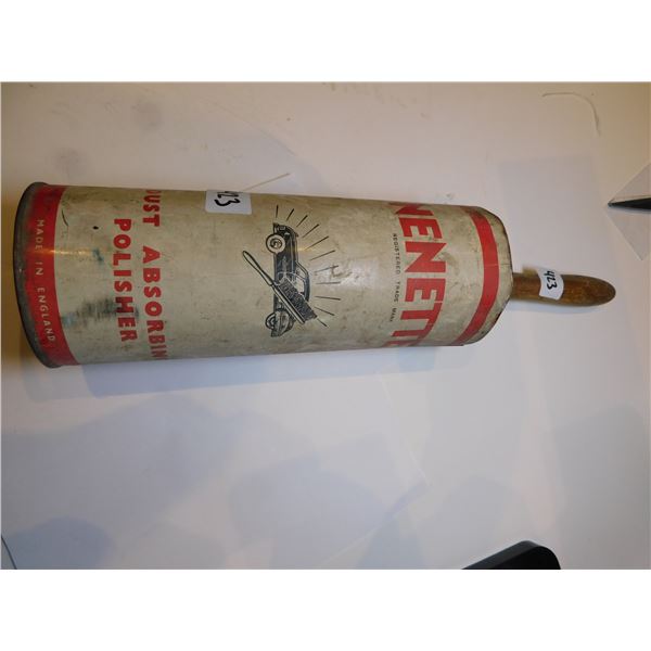 423.  NENETTE DUST ABSORBING POLISHER, BRUSH, AND TIN