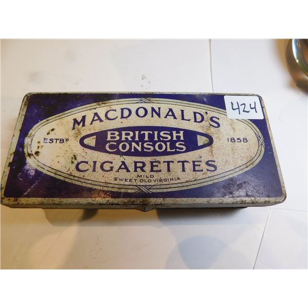 424.  MACDONALD’S BRITISH CONSOLS CIGARETTES TIN