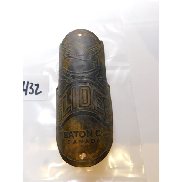 432.  EATON’S CO LTD. GLIDER BIKE HEAD BADGE, SCARCE