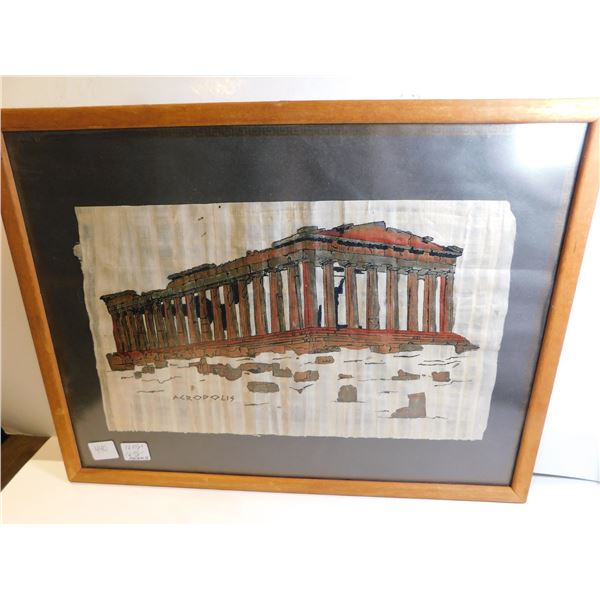 440.  FRAMED PAPYRUS ART “ACROPOLIS”