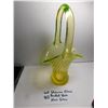 Image 3 : 452.  URANIUM GLASS BASKET VASE, LOVELY GLOW