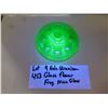 Image 2 : 453.  9 HOLE URANIUM GLASS FLOWER FROG, GREAT GLOW