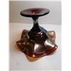 Image 5 : 459.  FENTON PEDESTAL FLUTED AMETHYST PEACOCK CANDY DISH