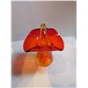 Image 2 : 475.  CRACKLE GLASS ORANGE BASKET VASE