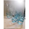 Image 1 : 476.  PITCHER AND SIX GLASSES, INTERTWINED BLUE RAISED GLASS EMBELLISHMENT