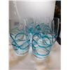 Image 4 : 476.  PITCHER AND SIX GLASSES, INTERTWINED BLUE RAISED GLASS EMBELLISHMENT