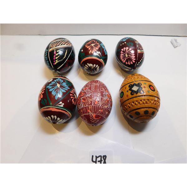 478.  6 WOODEN UKRANIAN STYLE EGGS