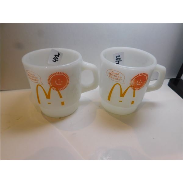 482.  2-FIRE KING MCDONALD’S MUGS, D-HANDLE, GOOD MORNING MUGS