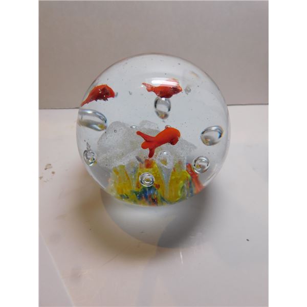 486.  ROUND GOLDFISH BOWL, PAPERWIGHT, 3” DIAMETER