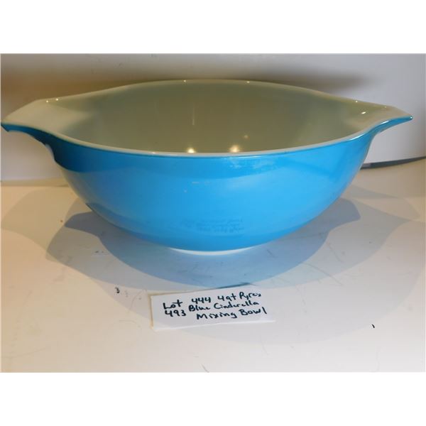 493.  444, 4 QT, PYREX BLUE CINDERELLA MIXING BOWL