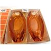 Image 2 : 499.  CZECHOSLOVAKIAN, GLASS BOAT ASHTRAYS, PEACH COLOURED, BOHEMIA GLASS