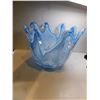Image 1 : 503.  BLUE WAVES WHITE SWIRL MURANO ART GLASS DISH