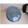Image 2 : 504.  KIG INDONESIA EMBOSSED FLORAL BLUE TRINKET DISH