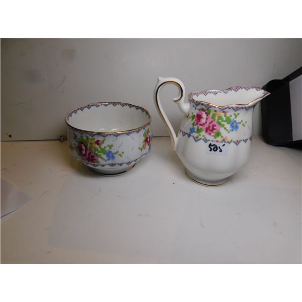 505.  ROYAL ALBERT, PETIT POINT, CREAM AND SUGAR SET