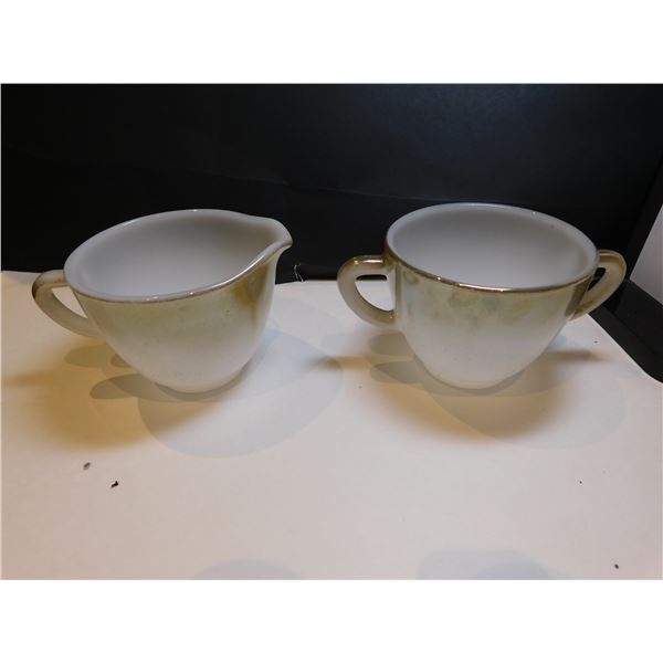 510.  MESA MOSS SPECKLED OMBRE FEDERAL GLASS, CREAM AND SUGAR