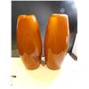Image 1 : 513.  2 AMBER 12” TALL WOOD PATTERN LAMP SHADES