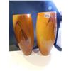 Image 2 : 513.  2 AMBER 12” TALL WOOD PATTERN LAMP SHADES