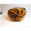 Image 4 : 515.  AMBER TIGER STIRPE HEAVY GLASS VASE 7” TALL