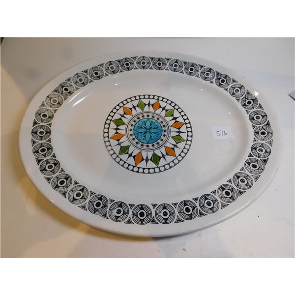 516.  KATHIE WINKLE DESIGN PLATTER, ROULETTE PATTERN, IRONSTONE